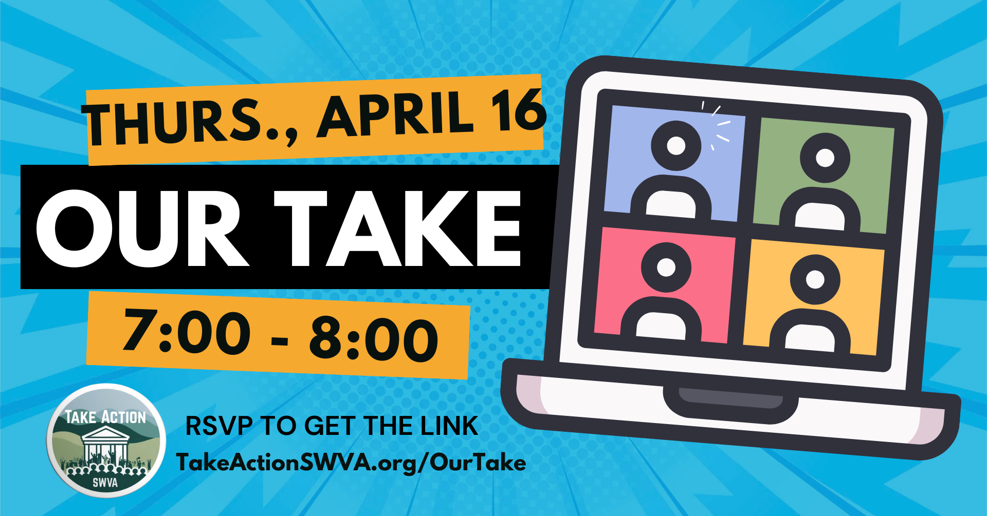 Our Take event graphic: promotional artwork for the Take Action SWVA event.
